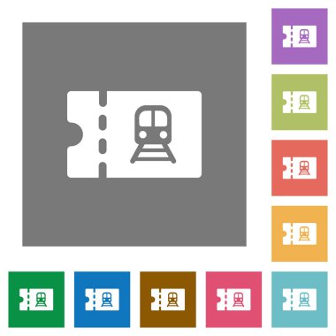 Demiryolu indirim kupon düz simgeler basit renkli kare arka planlar