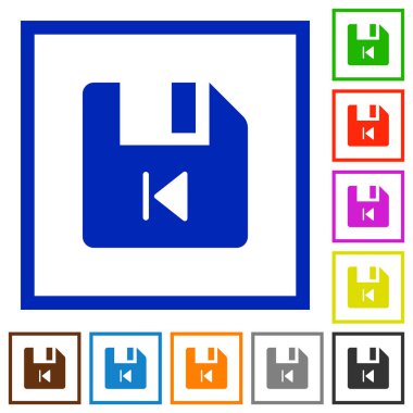 Beyaz arka plan üzerinde kare kare önceki düz renk simgeleri dosya