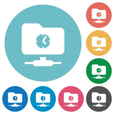 Yuvarlak renkli arka planlar hızlı Ftp düz beyaz simgeleri