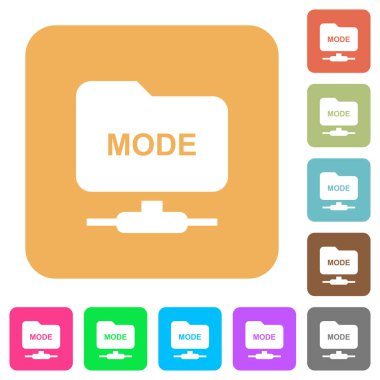 FTP transfer modu düz Icons set yuvarlak kare canlı renkli arka planlar.