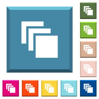 Birden çok tuvaller simgeleri çeşitli moda renklerde ucu keskin kare düğmeleri beyaz