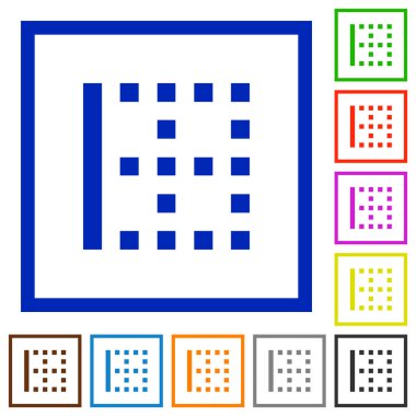 Kare kare beyaz arka plan üzerinde sol kenarlığının düz renk simgeleri