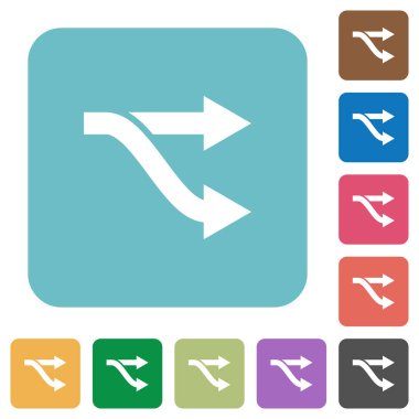 Çatal beyaz düz simgeler renk üzerinde yuvarlak kare arka planlar