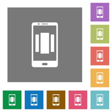 Mobil homescreen düz simgeler basit renkli kare arka planlar üzerinde ayarlama