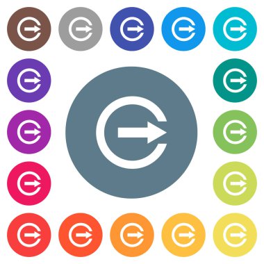 Yuvarlak renkli arka planlar üzerinde iç ok düz beyaz simgelerle verin. 17 arka plan renk değişimleri dahil.