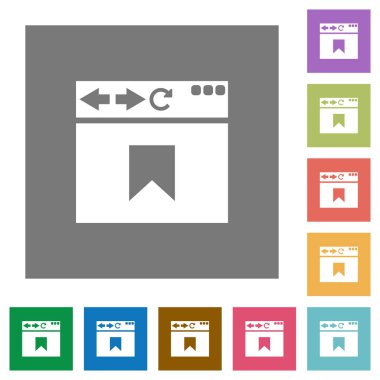 Tarayıcı yer imi simgeleri düz basit renkli kare arka planlar