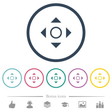 Kaydırma aracı düz renkli simgeler yuvarlak özetliyor. 6 bonus simgeler dahil.