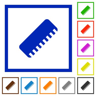 Beyaz arka plan üzerinde kare kare cetvel düz renk simgeleri
