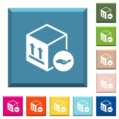 Paket sigorta beyaz simgeleri çeşitli moda renklerde ucu keskin kare düğmeleri