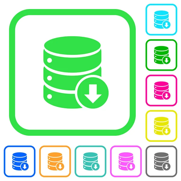 Datenbank Nach Unten Lebhafte Farbige Flache Symbole Geschwungenen Rändern Auf — Stockvektor