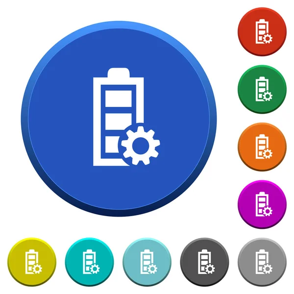 Energiagazdálkodás Kör Szín Fazettás Szélű Gombok Sima Felületek Lapos Fehér — Stock Vector