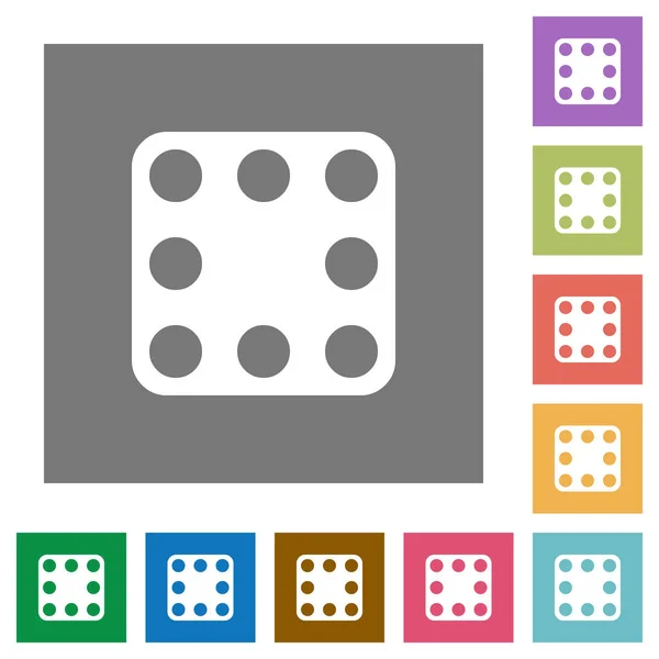 Domino 8个平面图标在简单的颜色正方形背景 — 图库矢量图片