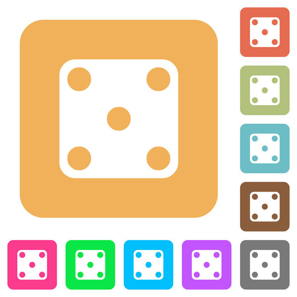 Domino five flat icons on rounded square vivid color backgrounds.