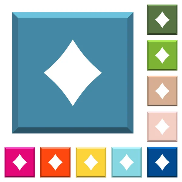 Ikony Biały Symbol Karty Diamond Krawędziach Kwadratowe Przyciski Modnych Kolorach — Wektor stockowy