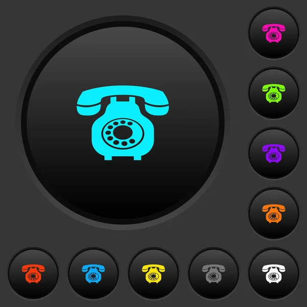 Vintage Retro Teléfono Botones Oscuros Con Iconos Color Vivos Sobre — Vector de stock