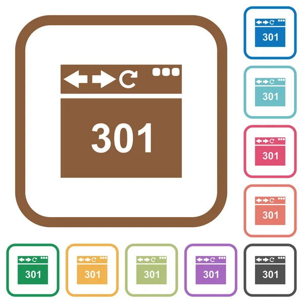 Browser 301 Spostato Icone Permanenti Semplici Colori Cornici Quadrate Arrotondate — Vettoriale Stock