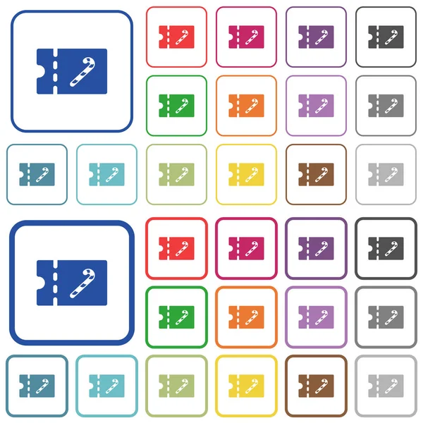 Süßwarengeschäft Rabatt Coupon Farbe Flache Symbole Abgerundeten Quadratischen Rahmen Dünne — Stockvektor