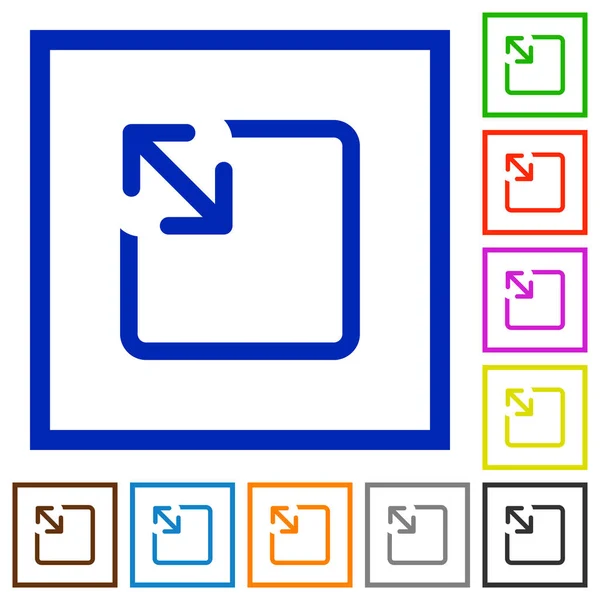 Größe Des Objekts Flache Farbsymbole Quadratischen Rahmen Auf Weißem Hintergrund — Stockvektor