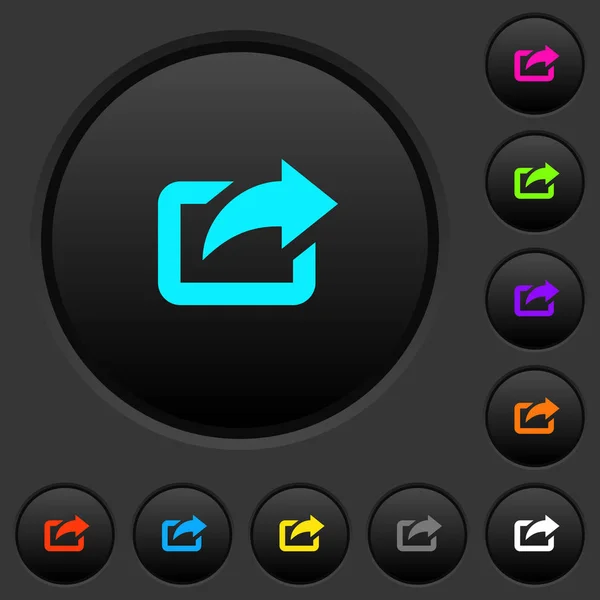 Exportar Con Flecha Superior Derecha Botones Oscuros Con Iconos Color — Vector de stock