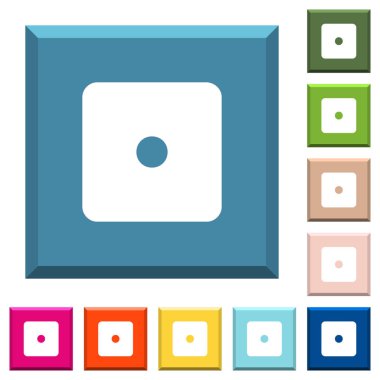 Bir ucu keskin kare düğmeleri çeşitli moda renklerde beyaz simgeler zar