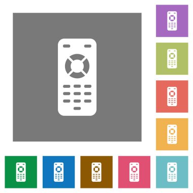 Basit uzaktan kumanda düz simgeleri kare arka planlar renk