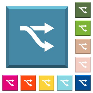 Çatal beyaz simgeleri çeşitli moda renklerde ucu keskin kare düğmeleri