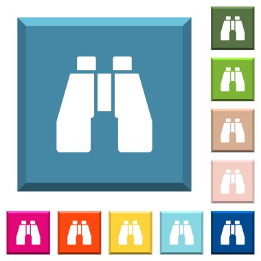 Dürbün simgeleri çeşitli moda renklerde ucu keskin kare düğmeleri beyaz