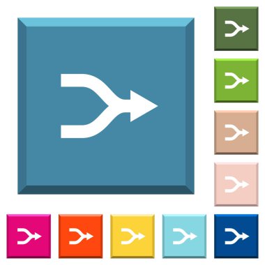 Ucu keskin kare düğmeleri çeşitli moda renklerde oklar beyaz simgeler birleştirme