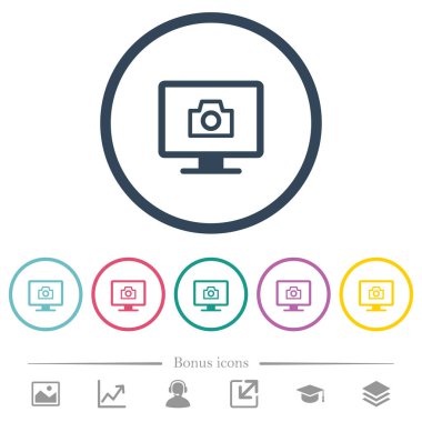 Ekran görüntüsü düz renk simgeleri yuvarlak Anahatlarda olun. 6 bonus simgeler dahil.