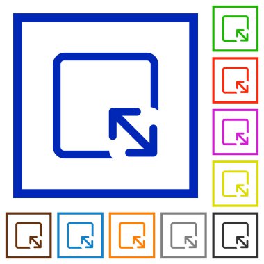 Kare kare beyaz arka plan üzerinde nesne düz renk simgeleri yeniden boyutlandırma