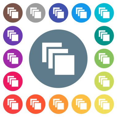 Birden çok tuvaller yuvarlak renkli arka planlar üzerinde beyaz simgeler düz. 17 arka plan renk değişimleri dahil.