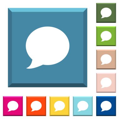 Blog yorum kabarcık beyaz simgeleri çeşitli moda renklerde ucu keskin kare düğmeleri