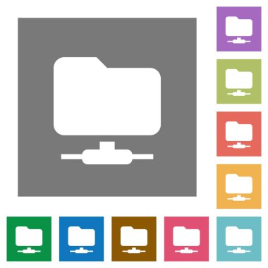 FTP basit renkli kare arka planlar üzerinde düz simgeler