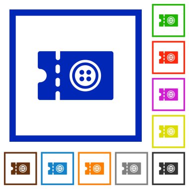 Beyaz arka plan üzerinde kare kare salonu indirim kupon düz renk simgeleri terzi