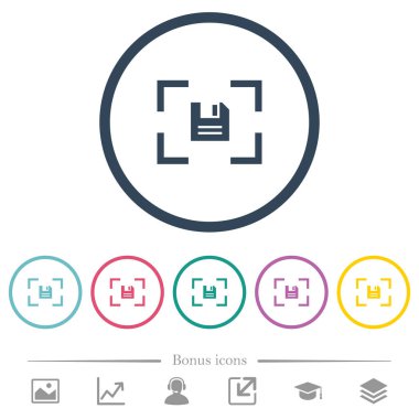 Kamera görüntü düz renk simgeleri yuvarlak Anahatlarda kaydedin. 6 bonus simgeler dahil.