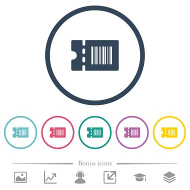 İndirim kupon kodu düz renk simgeleri yuvarlak özetliyor. 6 bonus simgeler dahil.