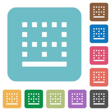 Alt sınır beyaz düz simgeler renk üzerinde yuvarlak kare arka planlar