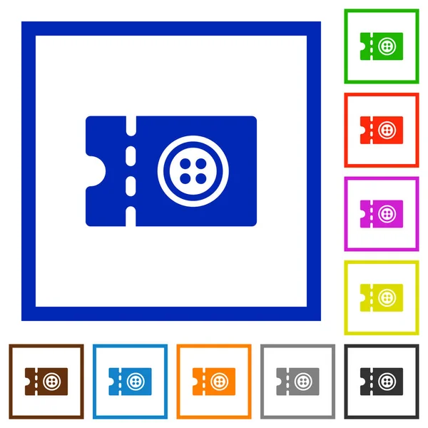 Schneiderei Rabatt Coupon Flache Farbsymbole Quadratischen Rahmen Auf Weißem Hintergrund — Stockvektor