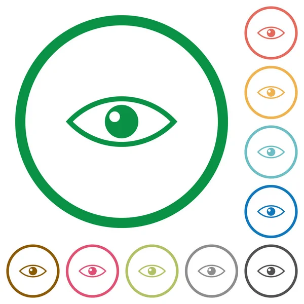 Иконки Плоского Цвета Глаз Круглых Контурах Белом Фоне — стоковый вектор