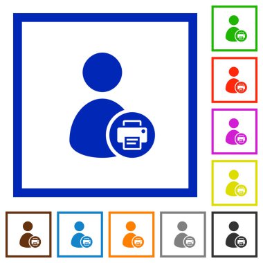Kullanıcı hesabı düz renk simgeleri kare kare beyaz arka plan üzerinde baskı