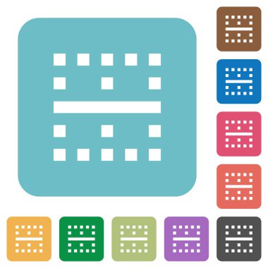 Yatay kenarlık beyaz düz simgeler renk üzerinde yuvarlak kare arka planlar