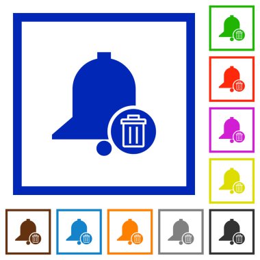 Kare kare beyaz arka plan üzerinde uyarı mektubu düz renk simgeleri silmek