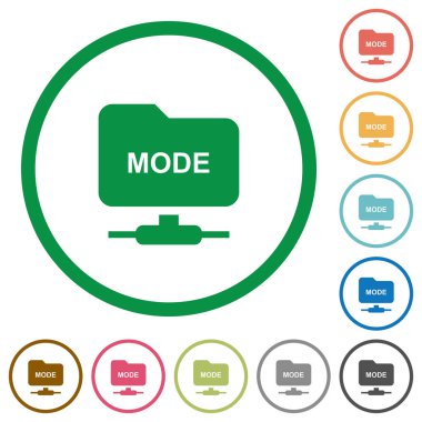 FTP transfer modu düz renk simgeleri yuvarlak Anahatlarda beyaz arka plan üzerinde ayarla