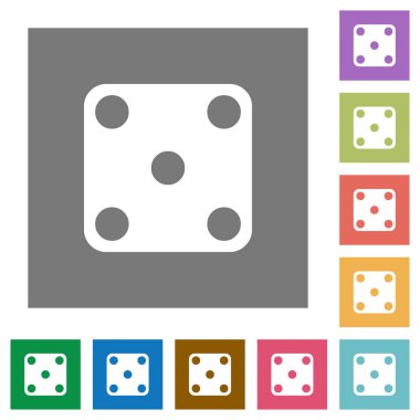 Domino beş düz simgeler basit kare arka planlar renk