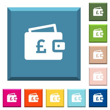 Lirası cüzdan beyaz simgeleri çeşitli moda renklerde ucu keskin kare düğmeleri