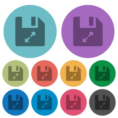 Uncompress yuvarlak arka plan renk üzerinde dosya koyu düz simgeler