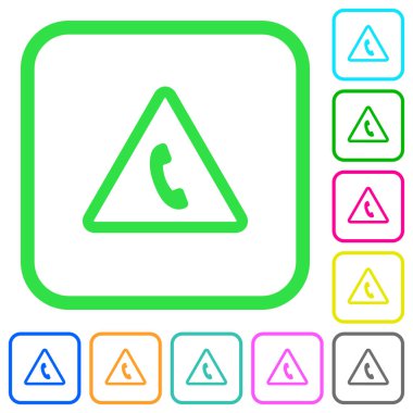 Acil çağrı canlı renkli düz simgeler beyaz arka plan üzerinde eğri sınırları içinde