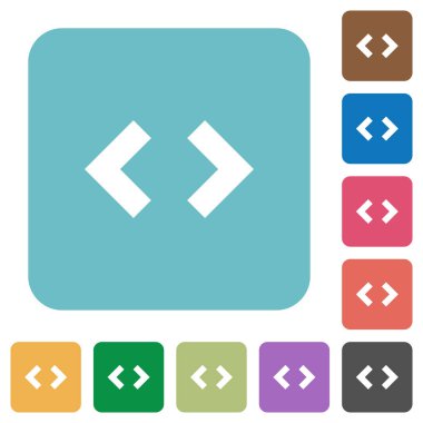 Komut dosyası kod beyaz düz simgeler renk üzerinde yuvarlak kare arka planlar