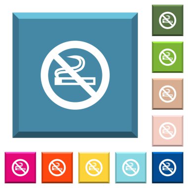 Hiç Sigara İçilmez işareti simgeleri çeşitli moda renklerde ucu keskin kare düğmeleri beyaz