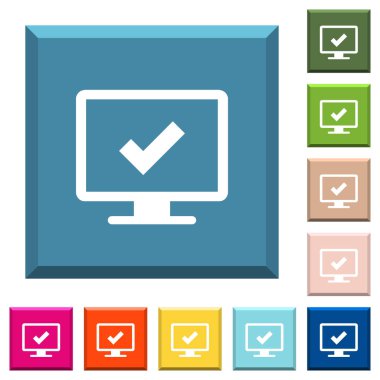 Ekran ayarları beyaz simgeleri çeşitli moda renklerde ucu keskin kare düğmeleri kabul